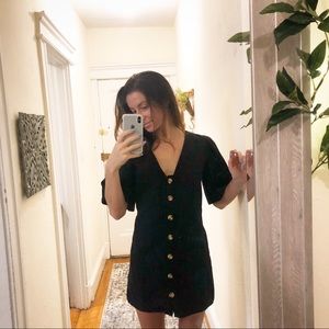 TopShop black linen button down dress